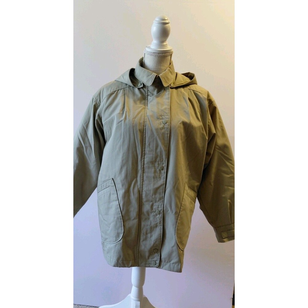 London Town Khaki Beige Rain Coat w/Removeable Liner and Hood Size M